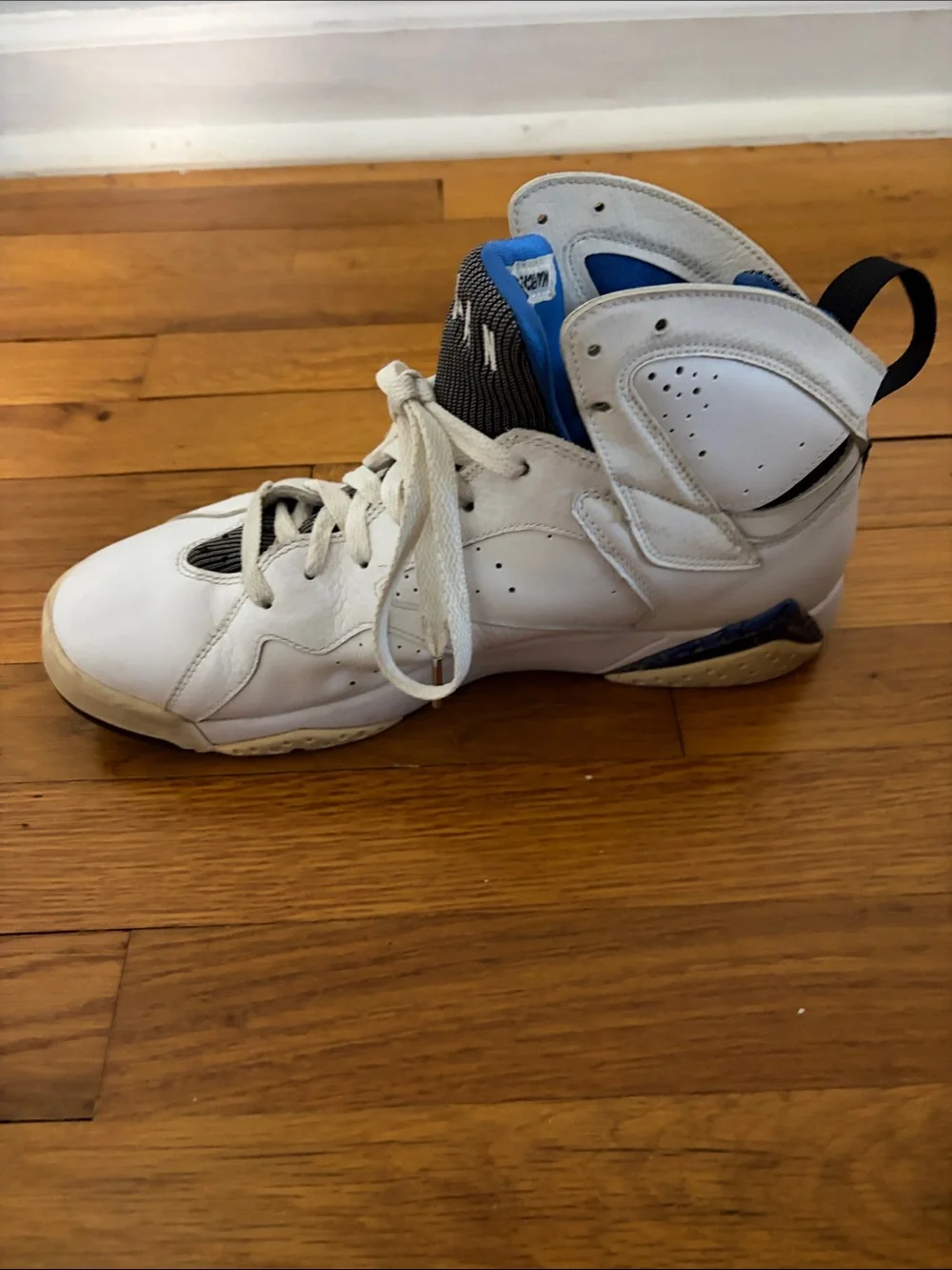 Men’s Jordan White and Blue High-Top Basketball Sneakers